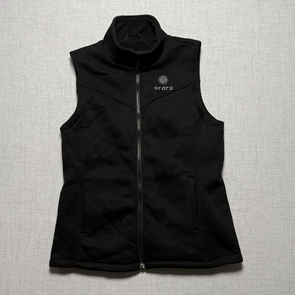 Ororo Heated Fleece Vest Full Zip Black Lined Softshell Warm Pockets Size S